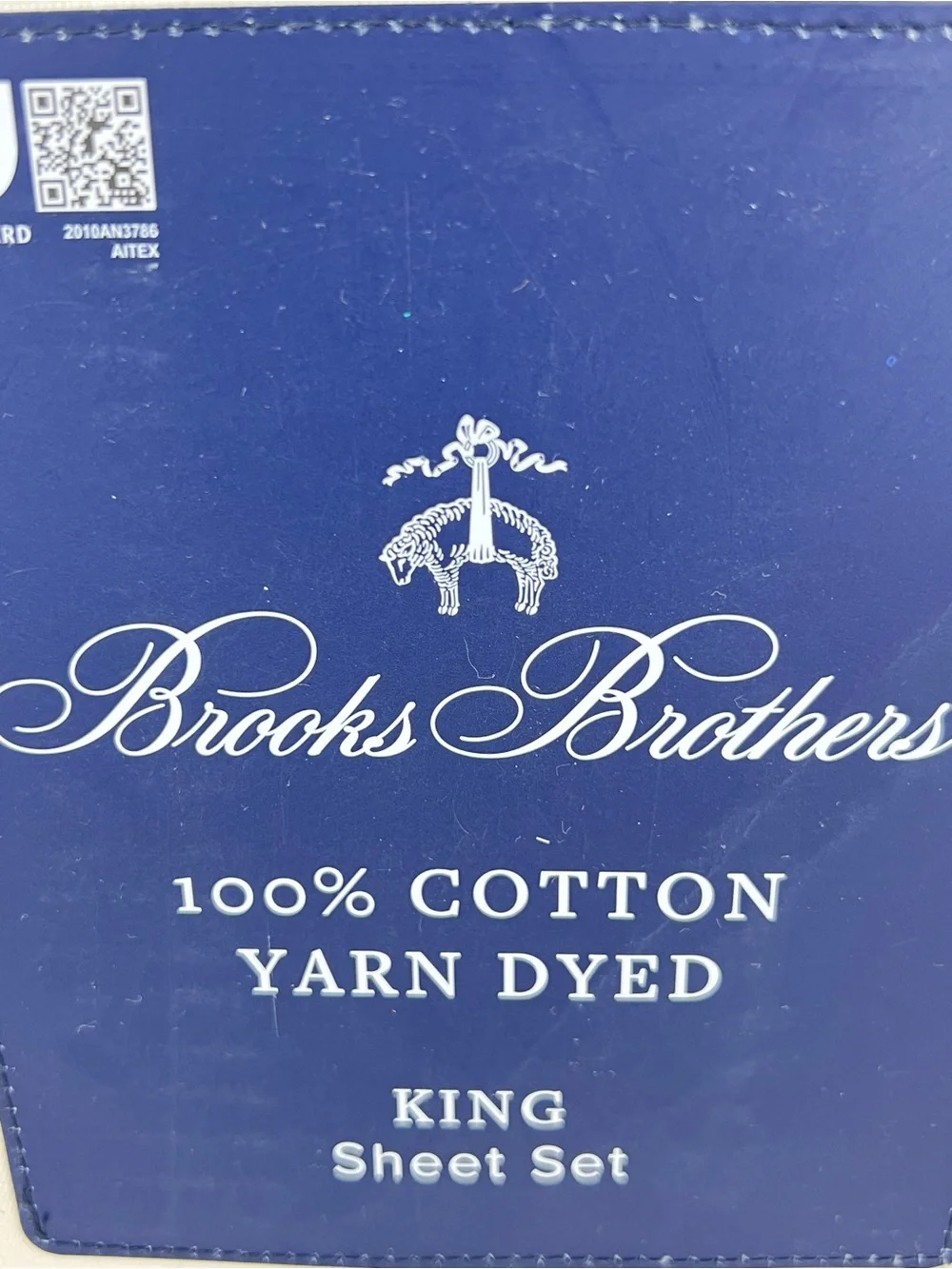 Brooks Brothers King Sheet Set Blue White Striped Cotton Yarn Dyed 4 Pc Set NEW